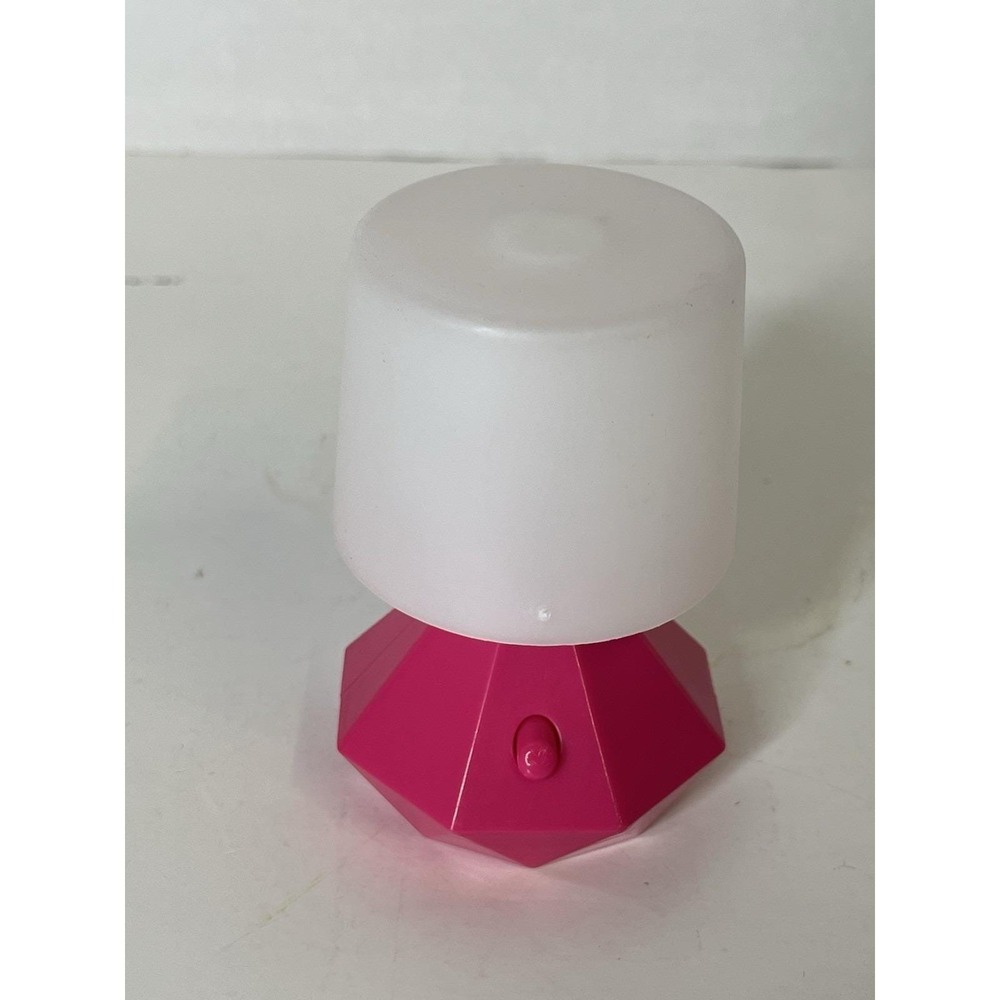 Doll House Table Top Lamp Light Replacement Pink and White Plastic